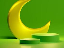 3d Illustration islamisch Festival Podium mit Halbmond Mond Hintergrund foto