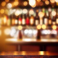 Bier Restaurant Bar, Bar Tischplatte, verschwommen Hintergrund - - ai generiert Bild foto