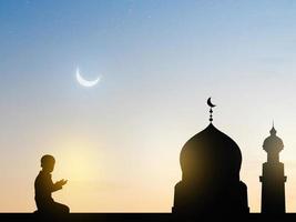 Foto Muslime um Welt wie ein Monat von Fasten Gebet glücklich Ramadan glücklich eid Konzept.