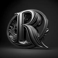 Logo zum das Brief r mit ein modern klassisch Stil ,3d Alphabet auf schwarz Hintergrund foto