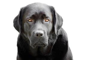 Porträt von ein schwarz Labrador Retriever isolieren auf ein Weiß Hintergrund. Tier, Haustier. ein groß Hund. foto