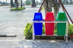 recyceln Müll Behälter im das Gas Bahnhof foto