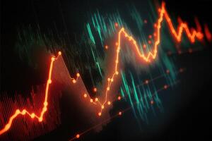 generativ ai, Lager Markt Diagramm Linien, finanziell Graph auf Technologie abstrakt Hintergrund vertreten finanziell Krise, finanziell Kernschmelze. Technologie Konzept, Handel Markt Konzept. foto