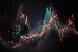 generativ ai, Lager Markt Diagramm Linien, finanziell Graph auf Technologie abstrakt Hintergrund vertreten finanziell Krise, finanziell Kernschmelze. Technologie Konzept, Handel Markt Konzept. foto