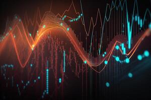 generativ ai, Lager Markt Diagramm Linien, finanziell Graph auf Technologie abstrakt Hintergrund vertreten finanziell Krise, finanziell Kernschmelze. Technologie Konzept, Handel Markt Konzept. foto