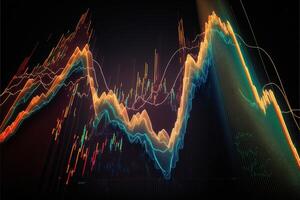 generativ ai, Lager Markt Diagramm Linien, finanziell Graph auf Technologie abstrakt Hintergrund vertreten finanziell Krise, finanziell Kernschmelze. Technologie Konzept, Handel Markt Konzept. foto