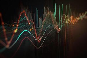 generativ ai, Lager Markt Diagramm Linien, finanziell Graph auf Technologie abstrakt Hintergrund vertreten finanziell Krise, finanziell Kernschmelze. Technologie Konzept, Handel Markt Konzept. foto