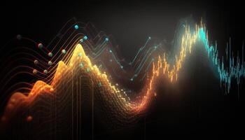 generativ ai, Lager Markt Diagramm Linien, finanziell Graph auf Technologie abstrakt Hintergrund vertreten finanziell Krise, finanziell Kernschmelze. Technologie Konzept, Handel Markt Konzept. foto