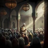 Moslem Gebet beim Moschee. ai generiert foto