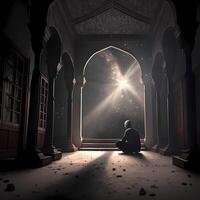 Moslem Gebet beim Moschee. ai generiert foto