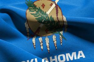 3d Illustration Flagge von Oklahoma ist ein Zustand von vereinigt Zustände. wa foto