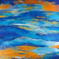 abstrakt Hintergrund wirbelnd Linie mit Blau und Gelb, generativ Kunst durch ai foto