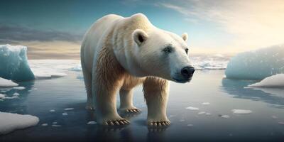 schließen oben von Polar- Bären Gesicht, das König von Arktis Raubtiere. ai generiert foto