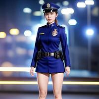 Porträt schön Frau mit Polizei Uniform, generativ Kunst durch ai foto