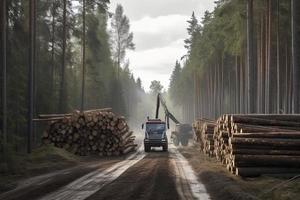 Wald Industrie Bauholz Holz Ernte Finnland foto