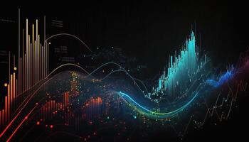 generativ ai, Lager Markt Diagramm Linien, finanziell Graph auf Technologie abstrakt Hintergrund vertreten finanziell Krise, finanziell Kernschmelze. Technologie Konzept, Handel Markt Konzept. foto