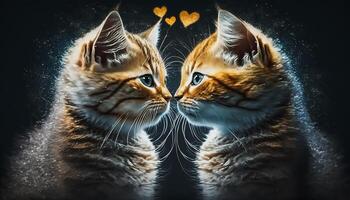 zwei Katzen im Liebe, Valentinstag Tag, generativ ai foto