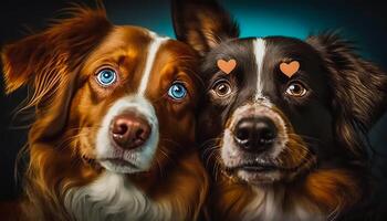 zwei Hunde im Liebe Valentinstag Tag, generativ ai foto