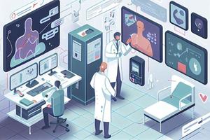 Konzept von medizinisch Ärzte Arbeiten mit Technologie Dienstleistungen zu lösen Viren und Gesundheit Probleme foto