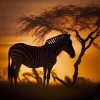 Zebra Silhouette ai generiert foto