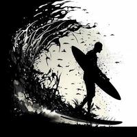 Surfer Silhouette ai generiert foto