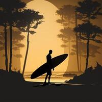 Surfer Silhouette ai generiert foto