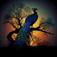 Pfau Silhouette ai generiert foto