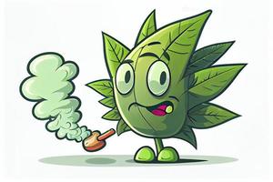 Marihuana Blatt Karikatur Figuren. auf Weiß Hintergrund foto