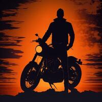 Biker Silhouette ai generiert foto