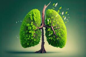 ai generiert abstrakt Konzept von gesund Lunge. frisch Grün Lunge voll von Blätter. sauber Lunge ohne Lunge Verschmutzung. foto