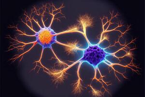 ai generiert Nerv Zellen mit Antikörper abstrakt Hintergrund. foto