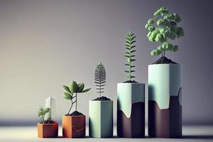 klein Pflanzen im wachsend grafisch Töpfe foto