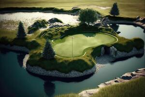 Foto realistisch Golf Kurs Feld. ai generiert