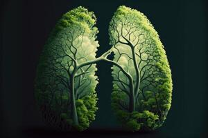 ai generiert Lunge Wald abstrakt Grün Hintergrund. Konzept von gesund Lunge. frisch und sauber Lunge ohne Lunge Verschmutzung. foto