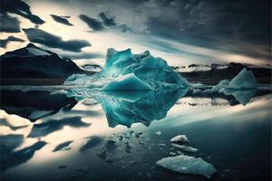 eisig Gletscher Lagune abstrakt Hintergrund. ai generiert foto