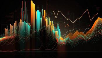 generativ ai, Lager Markt Diagramm Linien, finanziell Graph auf Technologie abstrakt Hintergrund vertreten finanziell Krise, finanziell Kernschmelze. Technologie Konzept, Handel Markt Konzept. foto