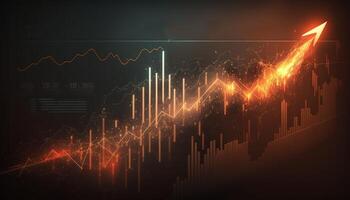 generativ ai, Lager Markt Diagramm Linien, finanziell Graph auf Technologie abstrakt Hintergrund vertreten finanziell Krise, finanziell Kernschmelze. Technologie Konzept, Handel Markt Konzept. foto