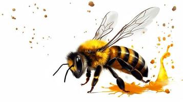 Honig Biene über Honig - - Detail von Biene oder Honigbiene, ai generativ, foto