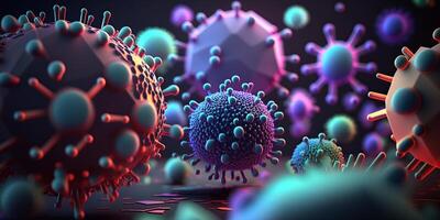 Viren Zellen Hintergrund, viral Krankheit Epidemie. generativ ai foto