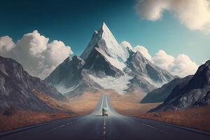 realistisch Berg Reisen Konzept, atemberaubend Landschaft Pastell- Farbe Hintergrund. erstellt mit generativ ai foto