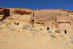 schön tagsüber Aussicht von al Hegra, verrückt Saleh archäologisch Seite? ˅ im al ula, Saudi Arabien. foto