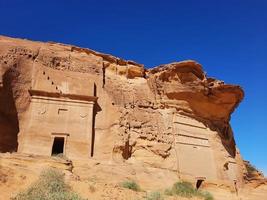 schön tagsüber Aussicht von al Hegra, verrückt Saleh archäologisch Seite? ˅ im al ula, Saudi Arabien. foto