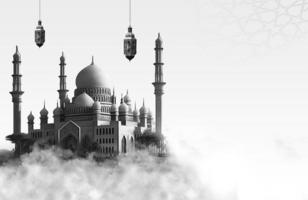 das Moschee im das Wolken .A Hintergrund zum Ramadan. Sozial Medien Beiträge .Muslim heilig Monat Ramadan kareem .ramadan Mubarak schön Gruß Karte foto