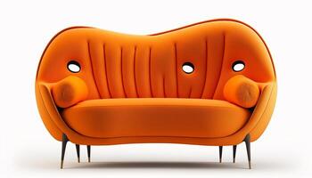 Orange Sofa isoliert, generativ ai foto