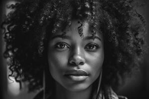 schön afro amerikanisch Frau, erstellt mit generativ ai foto