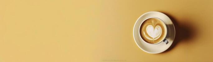 Tasse von Capuccino auf Pastell- Hintergrund mit Exemplar, erstellt mit generativ ai foto