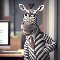 Zebra Geschäftsmann Illustration ai generiert foto