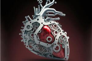 ai generiert Mensch Ausrüstung oder Zahn Herz abstrakt Bild. das Herz ist mögen das Körper Motor. foto