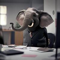 Elefant Geschäftsmann Illustration ai generiert foto