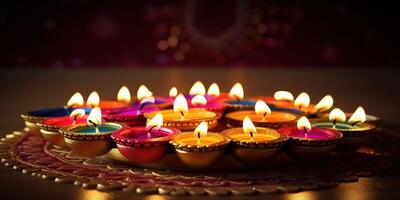 Diwali Hintergrund mit Kerze Licht ai foto